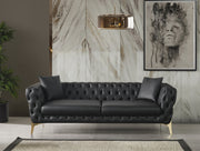 Aurora Black Faux Leather Sofa - 682Black-S - Vega Furniture