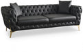 Aurora Black Faux Leather Sofa - 682Black-S - Vega Furniture