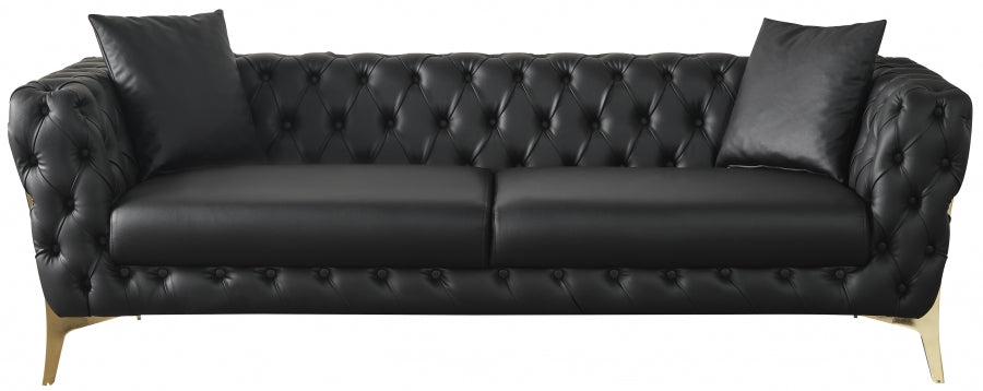 Aurora Black Faux Leather Sofa - 682Black-S - Vega Furniture