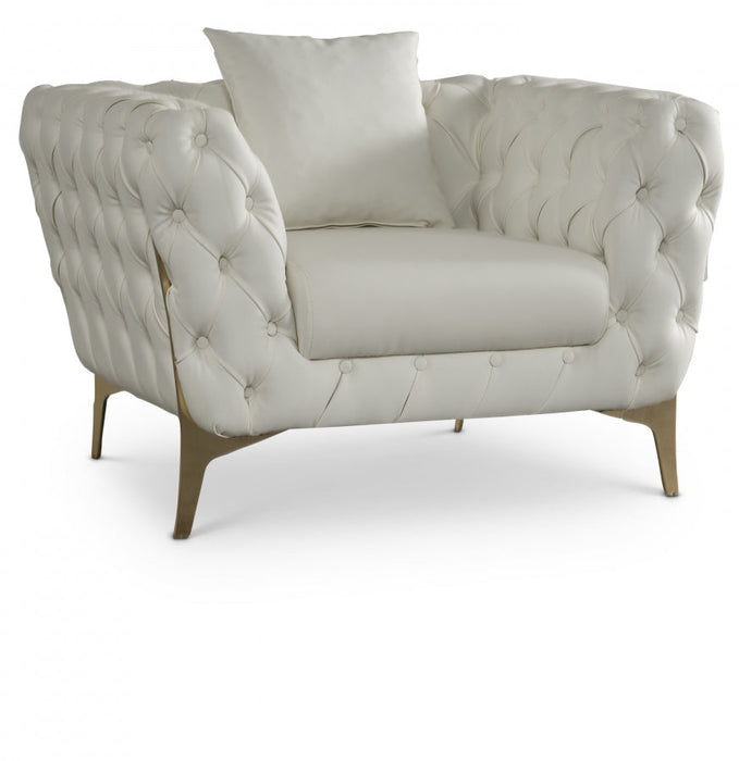 Aurora Cream Faux Leather Chair - 682Cream-C - Vega Furniture