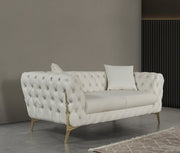 Aurora Cream Faux Leather Loveseat - 682Cream-L - Vega Furniture