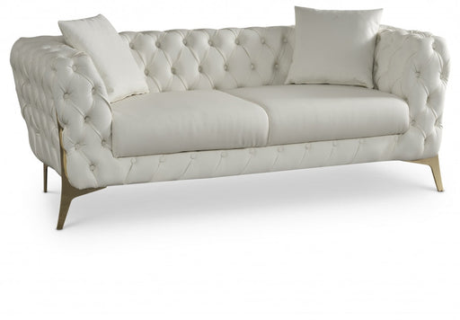 Aurora Cream Faux Leather Loveseat - 682Cream-L - Vega Furniture