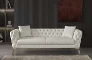 Aurora Cream Faux Leather Sofa - 682Cream-S - Vega Furniture