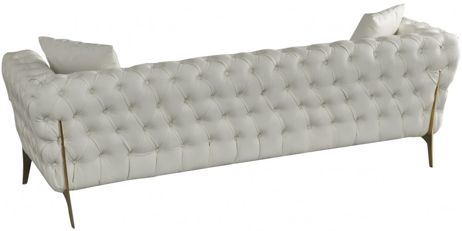 Aurora Cream Faux Leather Sofa - 682Cream-S - Vega Furniture
