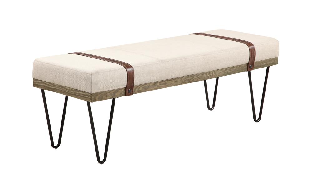 Austin Beige/Black Upholstered Bench - 910258 - Vega Furniture