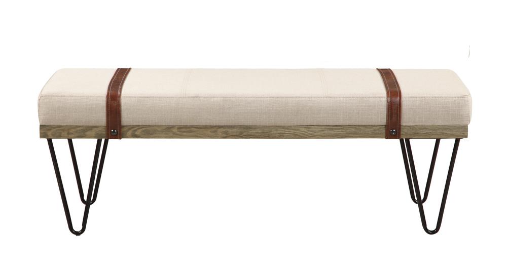 Austin Beige/Black Upholstered Bench - 910258 - Vega Furniture