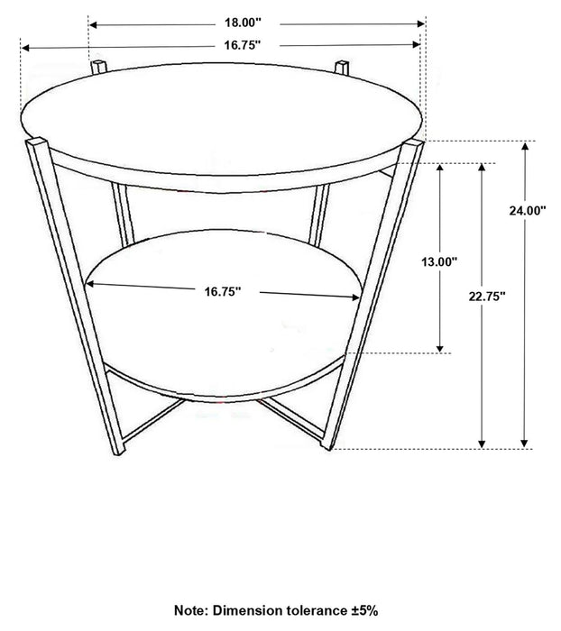 Axel Natural/Gunmetal Round Accent Table with Open Shelf - 935993 - Vega Furniture