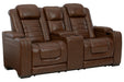 Backtrack Chocolate Power Reclining Loveseat with Console - U2800418 - Vega Furniture