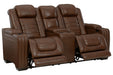 Backtrack Chocolate Power Reclining Loveseat with Console - U2800418 - Vega Furniture