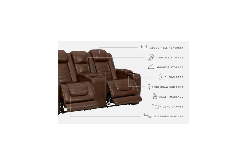 Backtrack Chocolate Power Reclining Loveseat with Console - U2800418 - Vega Furniture