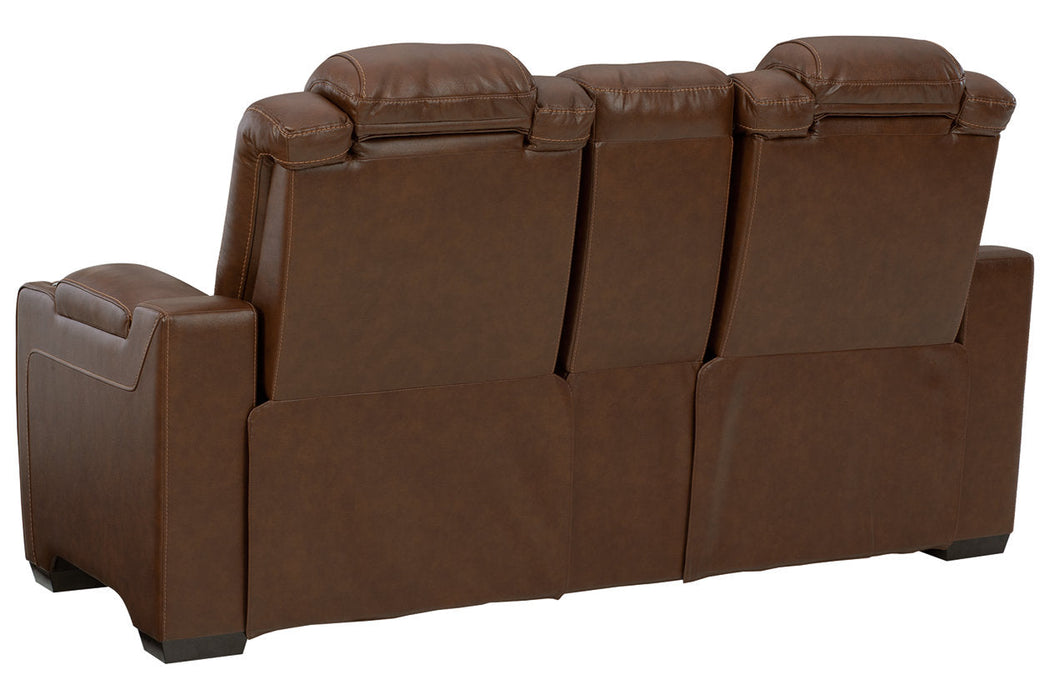 Backtrack Chocolate Power Reclining Loveseat with Console - U2800418 - Vega Furniture