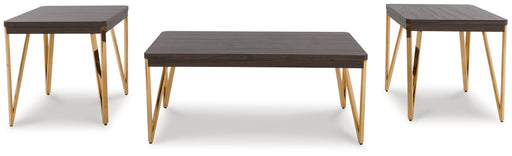 BANDYN Brown/Champagne Table, Set of 3 - T404-13 - Vega Furniture
