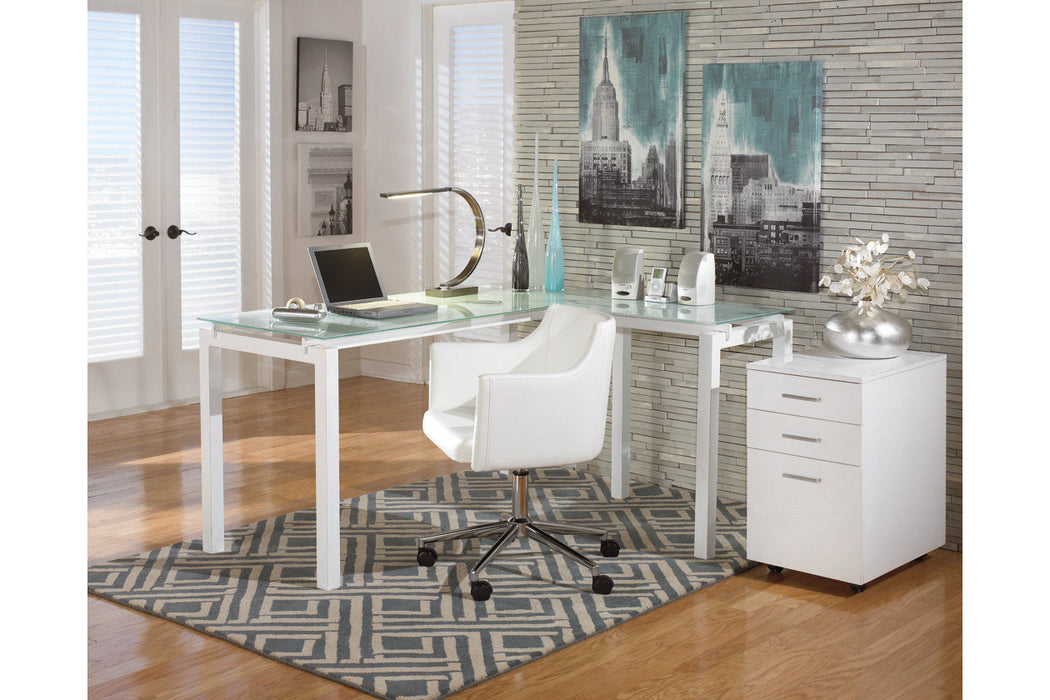 Baraga White Home Office L-Desk - H410-24 - Vega Furniture