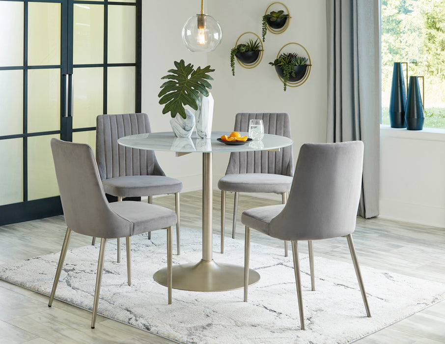 Barchoni Gray 5-Piece Round Dining Set - SET | D262-15 | D262-01(2) - Vega Furniture