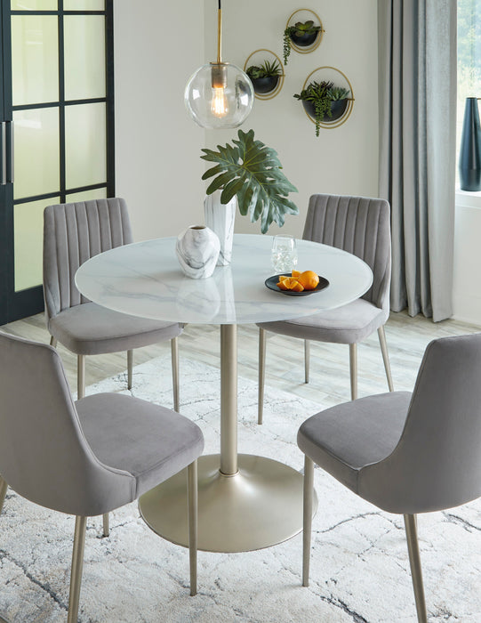 Barchoni Gray 5-Piece Round Dining Set - SET | D262-15 | D262-01(2) - Vega Furniture