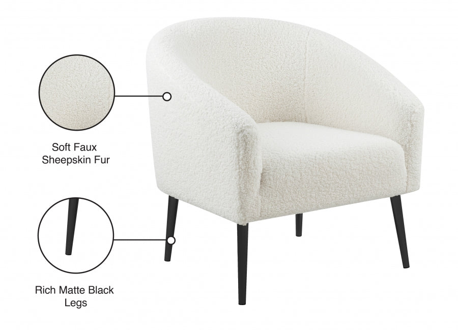 Barlow White Faux Fur Chair - 506 - Vega Furniture