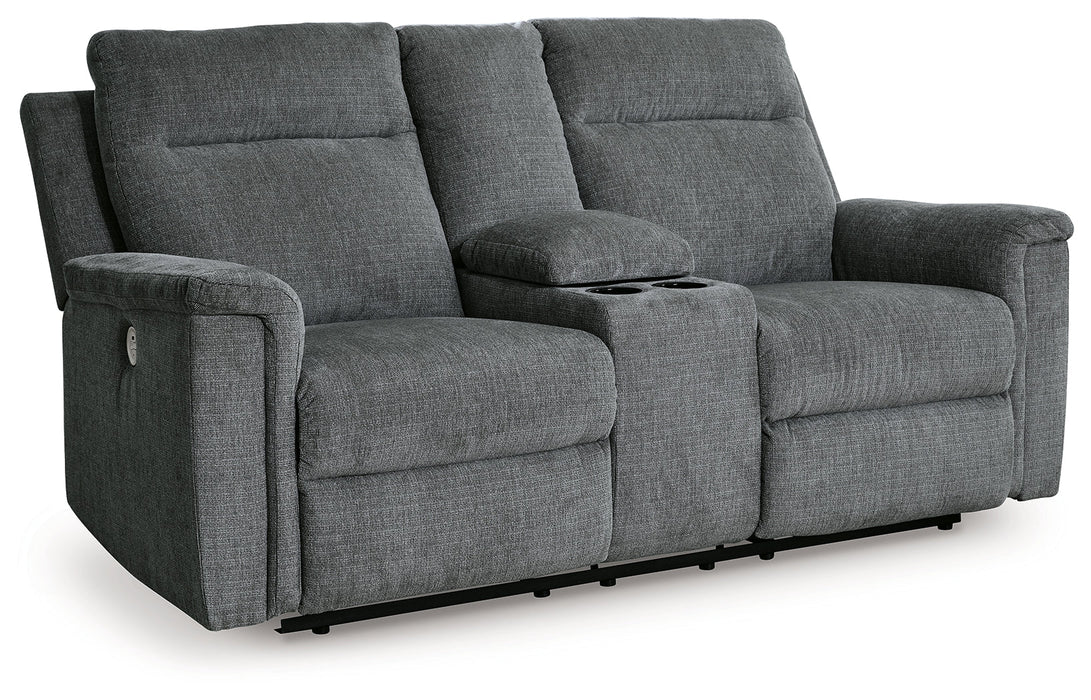 Barnsana Gravel Power Reclining Loveseat with Console - 3320296 - Vega Furniture