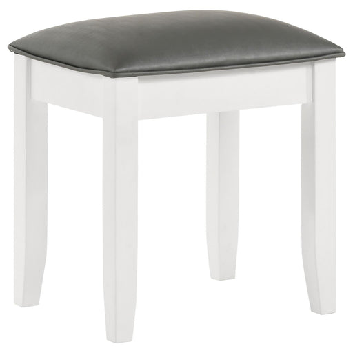 Barzini Metallic/White Upholstered Vanity Stool - 205897STL - Vega Furniture