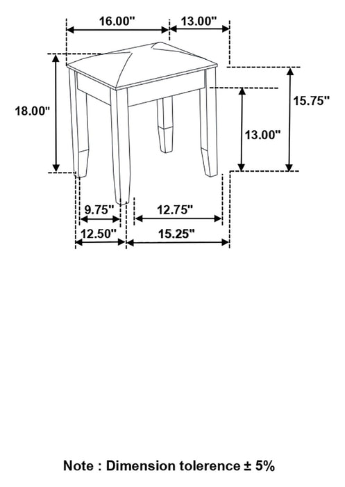 Barzini Metallic/White Upholstered Vanity Stool - 205897STL - Vega Furniture