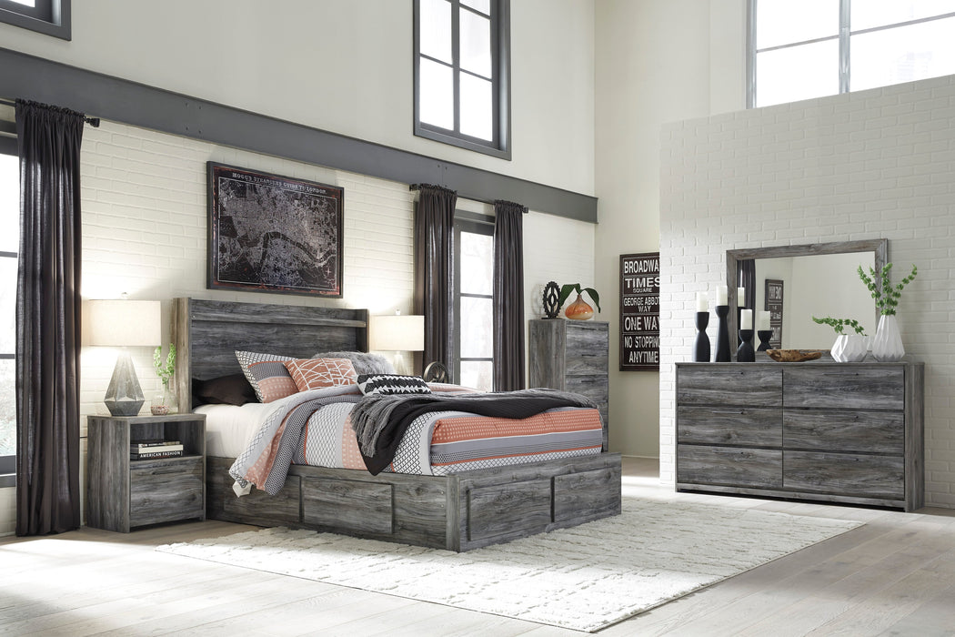 Baystorm Gray LED Double Side/Footboard Storage Platform Bedroom Set - SET | B221-56S | B221-58 | B221-60(2) | B221-31 | B221-35 | B100-14 - Vega Furniture