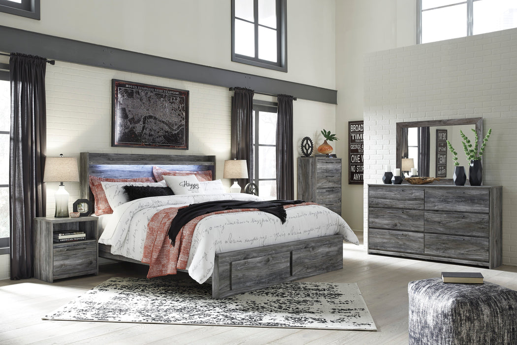 Baystorm Gray LED Footboard Storage Platform Bedroom Set - SET | B221-54S | B221-57 | B221-95 | B221-31 | B221-35 | B221-91 | B221-46 | B100-13 - Vega Furniture