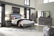 Baystorm Gray LED Panel Bedroom Set - SET | B221-54 | B221-57 | B221-31 | B221-35 - Vega Furniture