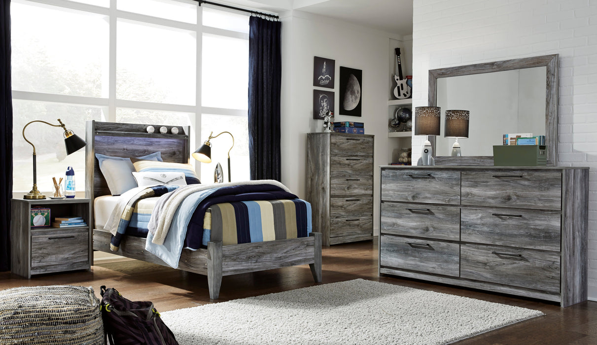 Baystorm Gray Twin LED Panel Bed - SET | B221-52 | B221-53 - Vega Furniture