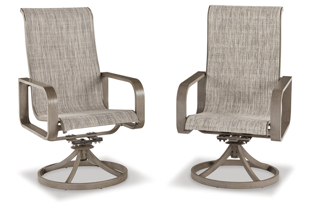 Beach Front Beige Sling Swivel Chair, Set of 2 - P323-603A - Vega Furniture