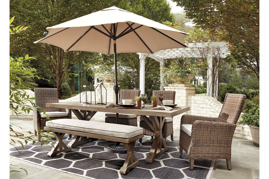 Beachcroft Beige Dining Table with Umbrella Option - P791-625 - Vega Furniture