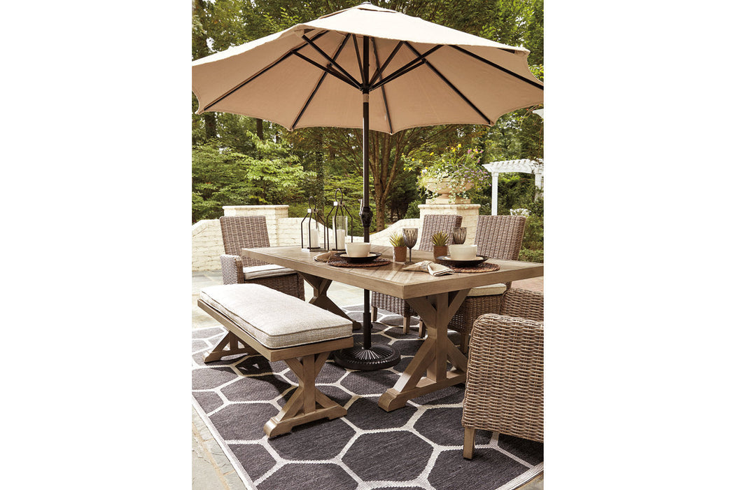 Beachcroft Beige Dining Table with Umbrella Option - P791-625 - Vega Furniture