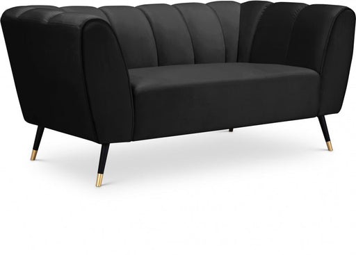 Beaumont Black Velvet Loveseat - 626Black-L - Vega Furniture