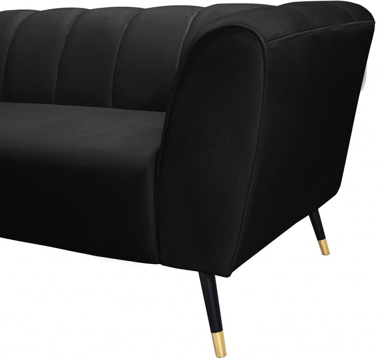 Beaumont Black Velvet Loveseat - 626Black-L - Vega Furniture