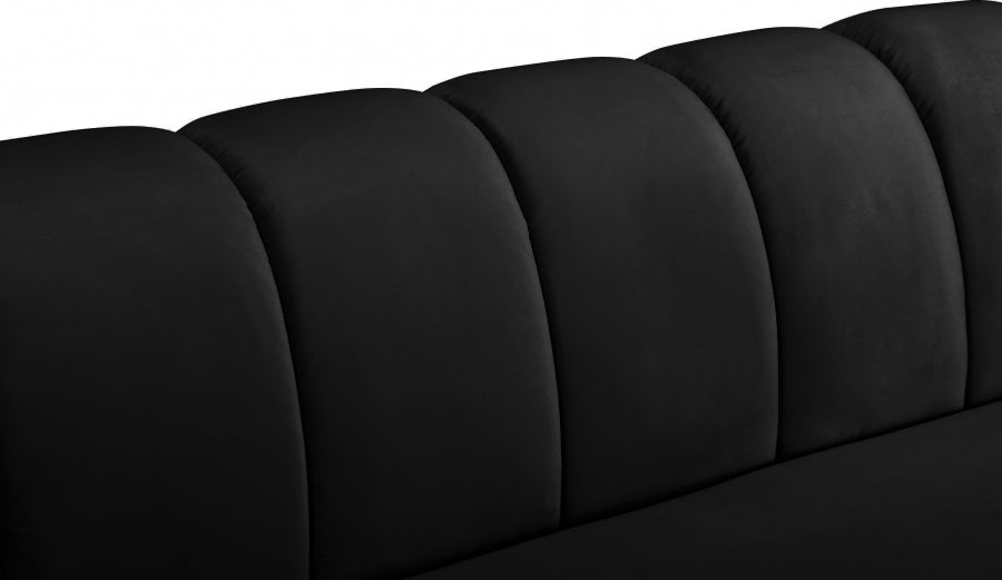 Beaumont Black Velvet Sofa - 626Black-S - Vega Furniture