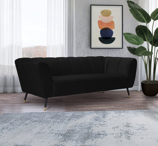 Beaumont Black Velvet Sofa - 626Black-S - Vega Furniture