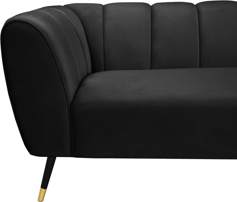 Beaumont Black Velvet Sofa - 626Black-S - Vega Furniture