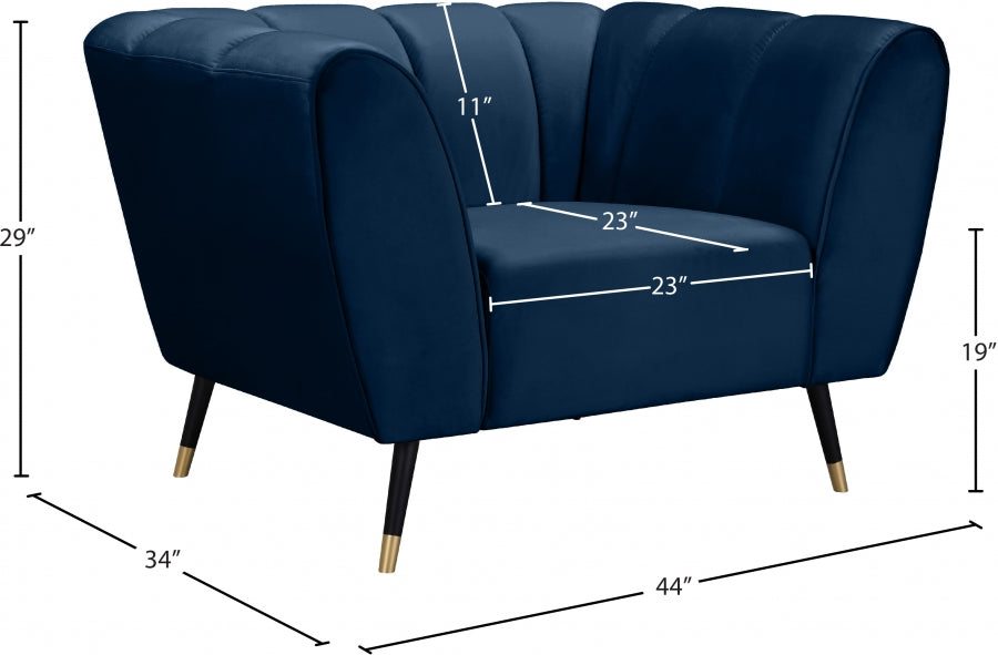 Beaumont Blue Velvet Chair - 626Navy-C - Vega Furniture