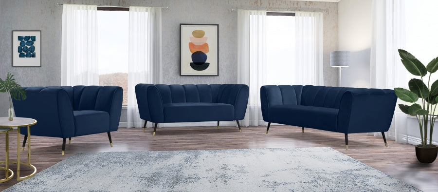 Beaumont Blue Velvet Loveseat - 626Navy-L - Vega Furniture