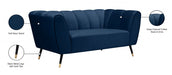 Beaumont Blue Velvet Loveseat - 626Navy-L - Vega Furniture