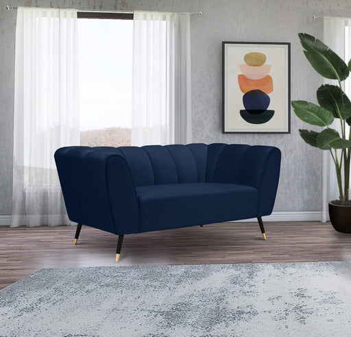 Beaumont Blue Velvet Loveseat - 626Navy-L - Vega Furniture