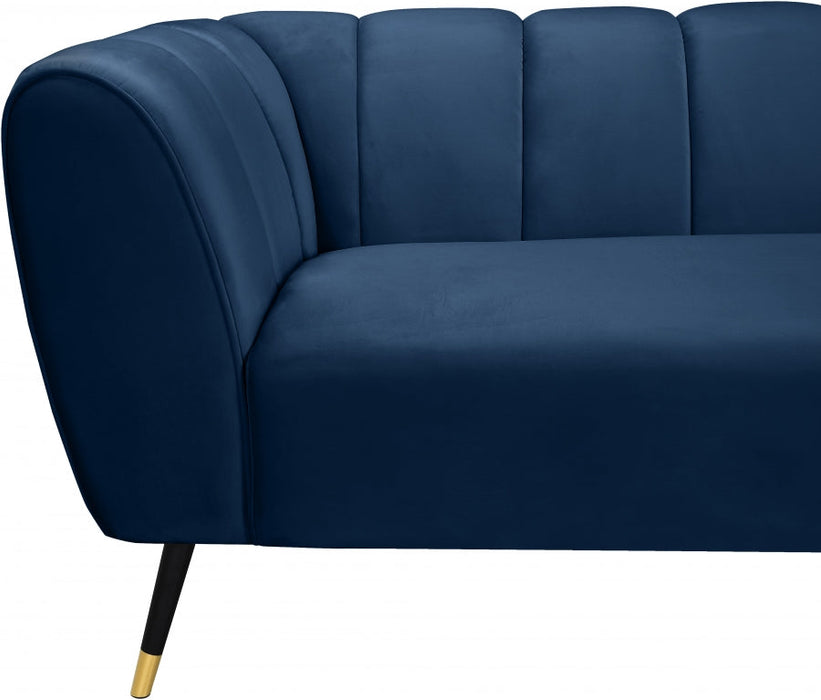 Beaumont Blue Velvet Loveseat - 626Navy-L - Vega Furniture