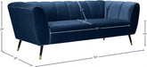 Beaumont Blue Velvet Sofa - 626Navy-S - Vega Furniture