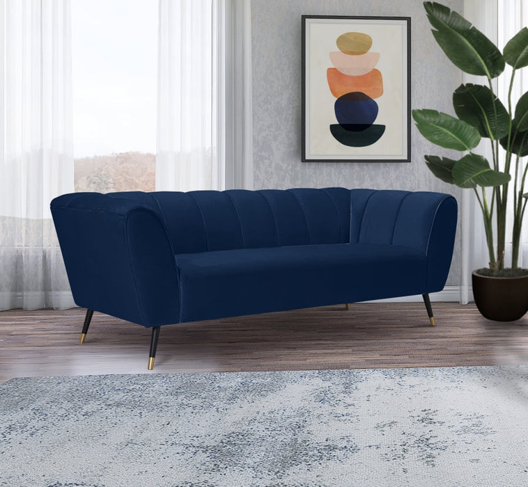 Beaumont Blue Velvet Sofa - 626Navy-S - Vega Furniture