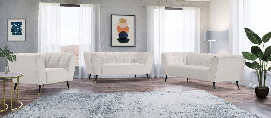 Beaumont Cream Velvet Sofa - 626Cream-S - Vega Furniture