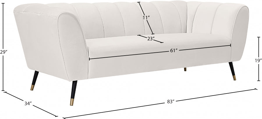 Beaumont Cream Velvet Sofa - 626Cream-S - Vega Furniture