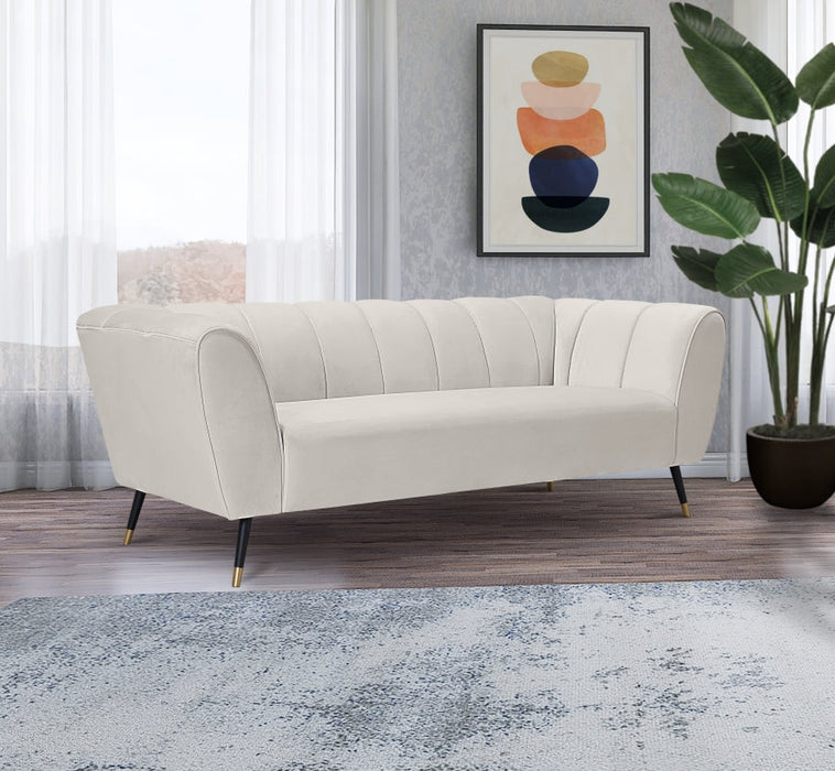 Beaumont Cream Velvet Sofa - 626Cream-S - Vega Furniture