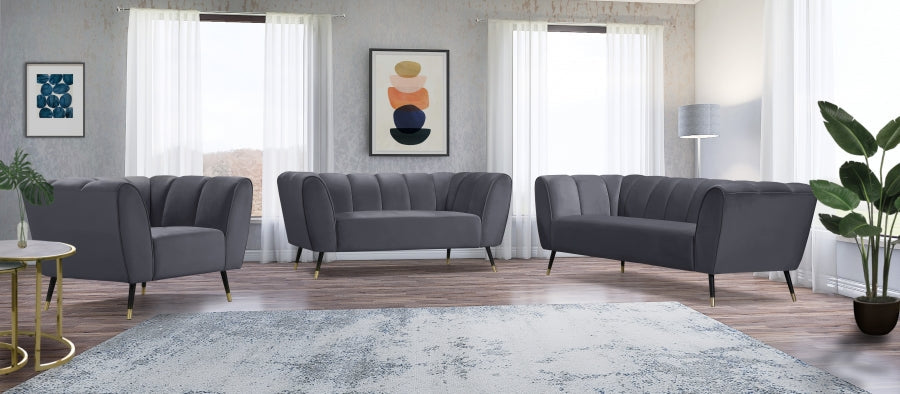 Beaumont Grey Velvet Sofa - 626Grey-S - Vega Furniture
