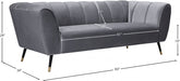 Beaumont Grey Velvet Sofa - 626Grey-S - Vega Furniture