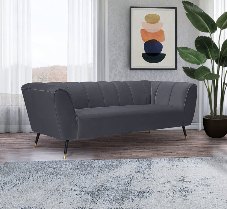 Beaumont Grey Velvet Sofa - 626Grey-S - Vega Furniture