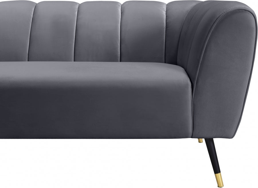 Beaumont Grey Velvet Sofa - 626Grey-S - Vega Furniture