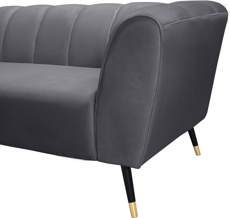 Beaumont Grey Velvet Sofa - 626Grey-S - Vega Furniture